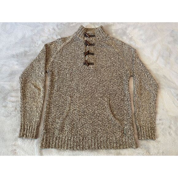 JB Holt Men's Mock Neck Chunky Knit Sweater Button Pocket Gray Heather Size M - Picture 1 of 8